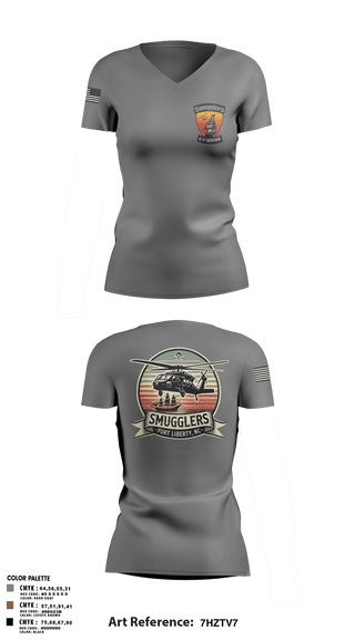 Womens Short Sleeve Vneck Shirt, A/2135th GSAB “SMUGGLERS”, Army, Teamtime, Team time, sublimation, custom sports apparel, team uniforms, spirit wear, spiritwear, sports uniforms, custom shirts, team store, custom team store, fundraiser sports, apparel fundraiser