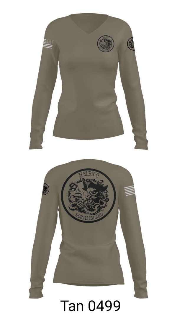 Women's Long Sleeve Vneck Shirt, USS MAKIN ISLAND, Navy, Teamtime, Team time, sublimation, custom sports apparel, team uniforms, spirit wear, spiritwear, sports uniforms, custom shirts, team store, custom team store, fundraiser sports, apparel fundraiser