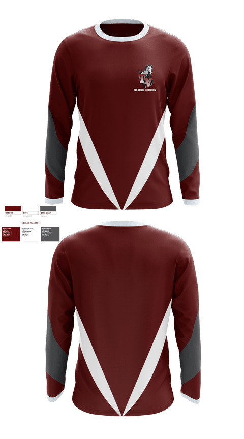 Long Sleeve Performance Shirt, Tri-Valley Mustangs, Spirit Store, Teamtime, Team time, sublimation, custom sports apparel, team uniforms, spirit wear, spiritwear, sports uniforms, custom shirts, team store, custom team store, fundraiser sports, apparel fundraiser