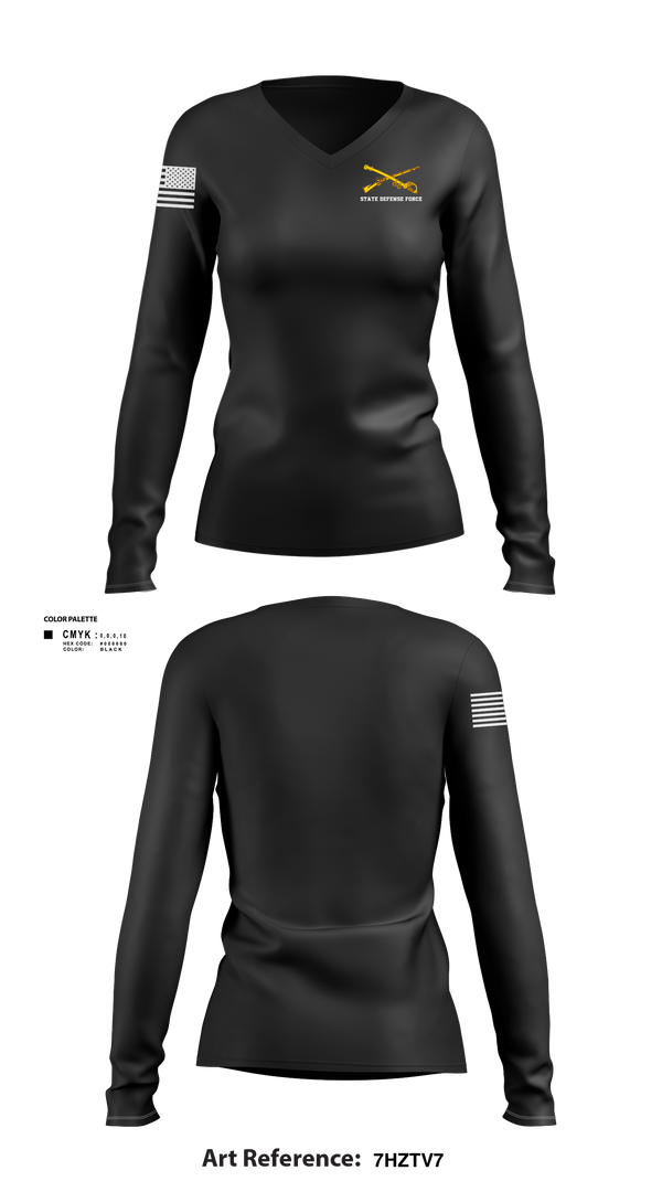 Womens Long Sleeve Vneck Shirt, State Defense Force, Army, Teamtime, Team time, sublimation, custom sports apparel, team uniforms, spirit wear, spiritwear, sports uniforms, custom shirts, team store, custom team store, fundraiser sports, apparel fundraiser