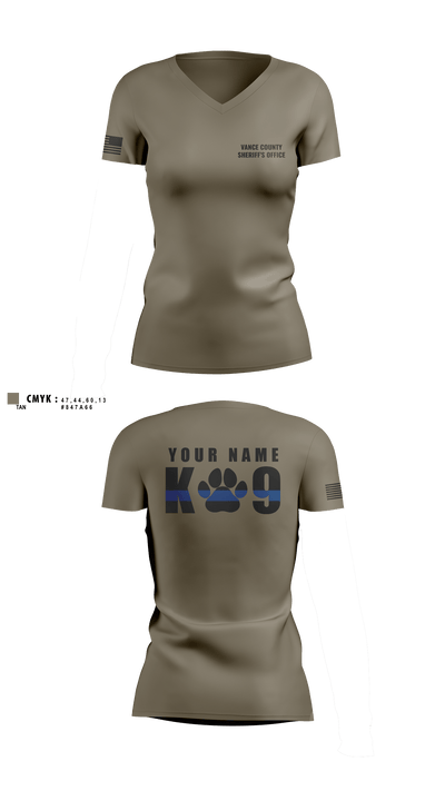 Vance County Sheriff's Office  K9 Unit 48237740 Women's Short Sleeve V-neck Shirt - 9