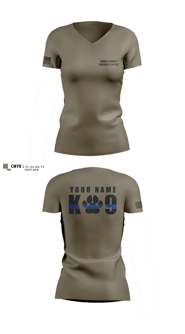 Womens Short Sleeve Vneck Shirt, Vance County Sheriff's Office  K9 Unit, Police, Teamtime, Team time, sublimation, custom sports apparel, team uniforms, spirit wear, spiritwear, sports uniforms, custom shirts, team store, custom team store, fundraiser sports, apparel fundraiser