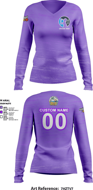 Womens Long Sleeve Vneck Shirt 1, MVP Cruise 2025, Spirit Store, Teamtime, Team time, sublimation, custom sports apparel, team uniforms, spirit wear, spiritwear, sports uniforms, custom shirts, team store, custom team store, fundraiser sports, apparel fundraiser
