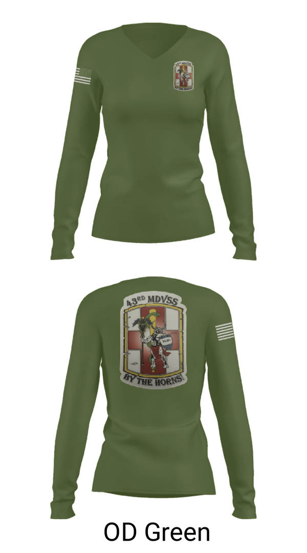 Womens Long Sleeve Vneck Shirt, 43rd Medical Detachment, , Teamtime, Team time, sublimation, custom sports apparel, team uniforms, spirit wear, spiritwear, sports uniforms, custom shirts, team store, custom team store, fundraiser sports, apparel fundraiser