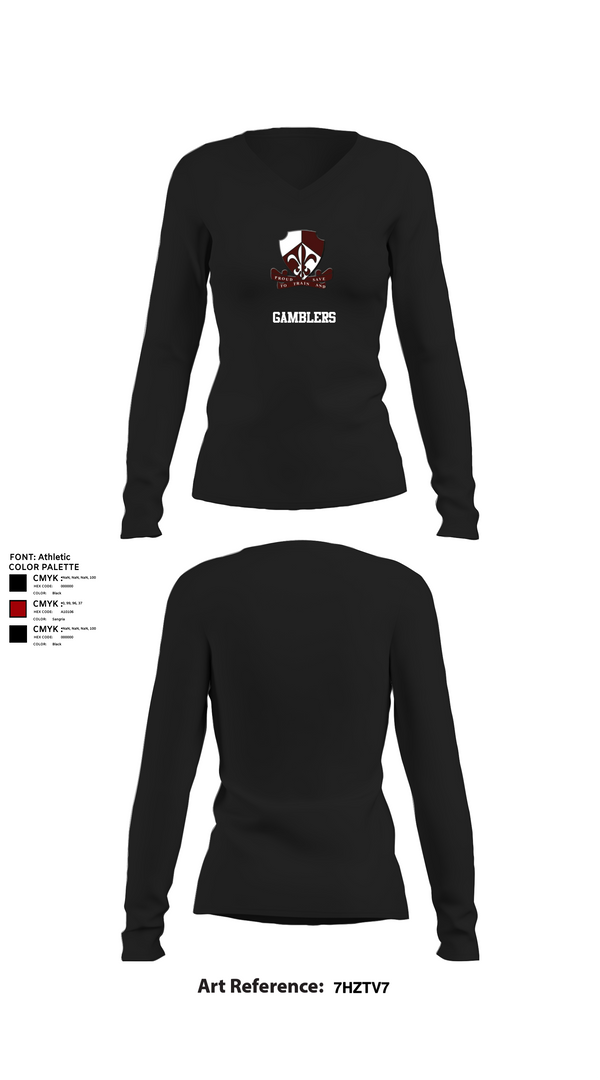 Womens Long Sleeve Vneck Shirt, Gamblers, Army, Teamtime, Team time, sublimation, custom sports apparel, team uniforms, spirit wear, spiritwear, sports uniforms, custom shirts, team store, custom team store, fundraiser sports, apparel fundraiser