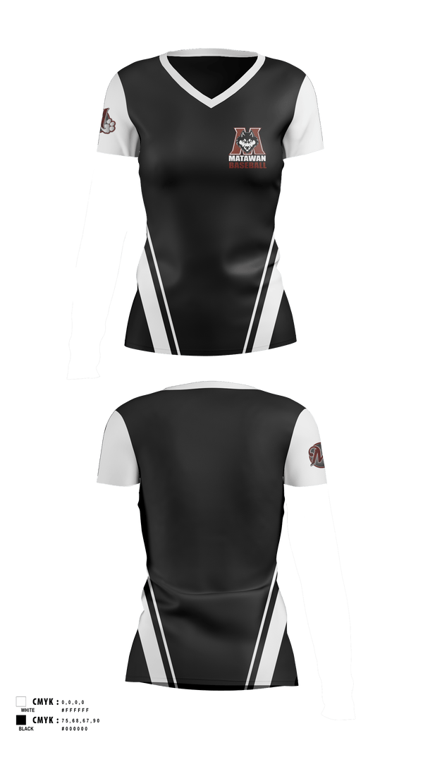 Womens Short Sleeve Vneck Shirt, Matawam Huskies, Baseball, Teamtime, Team time, sublimation, custom sports apparel, team uniforms, spirit wear, spiritwear, sports uniforms, custom shirts, team store, custom team store, fundraiser sports, apparel fundraiser