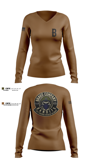 Womens Long Sleeve Vneck Shirt, , Army, Teamtime, Team time, sublimation, custom sports apparel, team uniforms, spirit wear, spiritwear, sports uniforms, custom shirts, team store, custom team store, fundraiser sports, apparel fundraiser