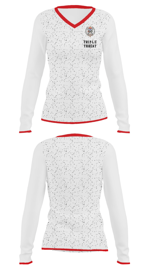 Women's Long Sleeve Vneck Shirt, Triple Threat, Spirit Store, Teamtime, Team time, sublimation, custom sports apparel, team uniforms, spirit wear, spiritwear, sports uniforms, custom shirts, team store, custom team store, fundraiser sports, apparel fundraiser