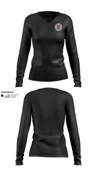 Womens Long Sleeve Vneck Shirt, Black Boars, Rugby, Teamtime, Team time, sublimation, custom sports apparel, team uniforms, spirit wear, spiritwear, sports uniforms, custom shirts, team store, custom team store, fundraiser sports, apparel fundraiser