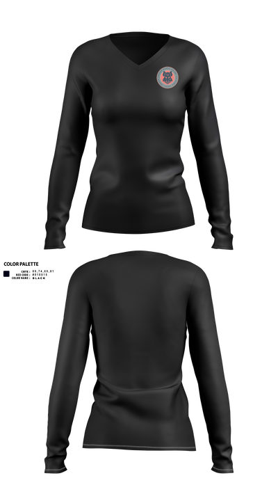 Black Boars 84058902 Women's Long Sleeve V-neck Shirt - 3