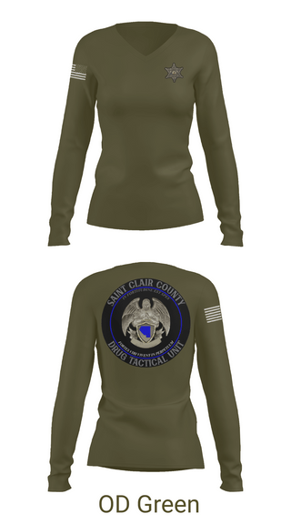 Womens Long Sleeve Vneck Shirt, Drug Tactical Unit, , Teamtime, Team time, sublimation, custom sports apparel, team uniforms, spirit wear, spiritwear, sports uniforms, custom shirts, team store, custom team store, fundraiser sports, apparel fundraiser