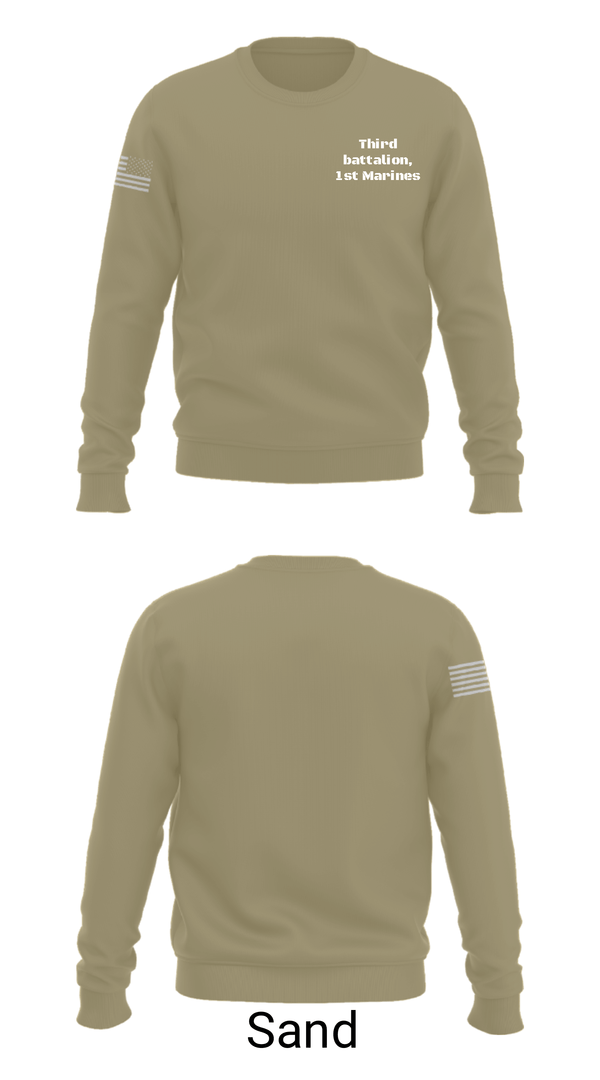 Crew Neck Sweatshirt, Third battalion, 1st Marines, Marines, Teamtime, Team time, sublimation, custom sports apparel, team uniforms, spirit wear, spiritwear, sports uniforms, custom shirts, team store, custom team store, fundraiser sports, apparel fundraiser