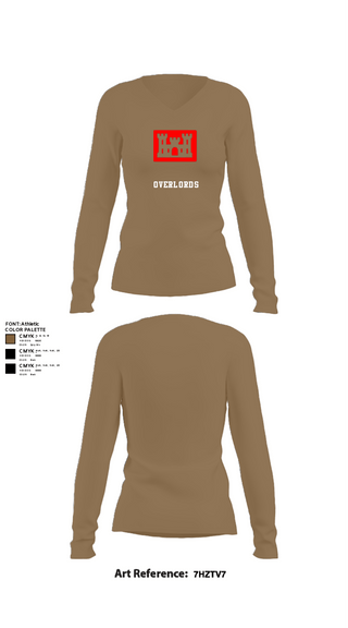 Women's Long Sleeve Vneck Shirt, Overlords, Army, Teamtime, Team time, sublimation, custom sports apparel, team uniforms, spirit wear, spiritwear, sports uniforms, custom shirts, team store, custom team store, fundraiser sports, apparel fundraiser