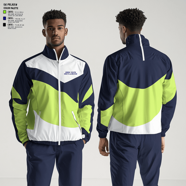 Windbreaker, Creek Youth Lacrosse, Men's Lacrosse, Teamtime, Team time, sublimation, custom sports apparel, team uniforms, spirit wear, spiritwear, sports uniforms, custom shirts, team store, custom team store, fundraiser sports, apparel fundraiser