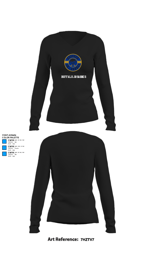 Women's Long Sleeve Vneck Shirt, Buffalo jr sabres, Ice Hockey, Teamtime, Team time, sublimation, custom sports apparel, team uniforms, spirit wear, spiritwear, sports uniforms, custom shirts, team store, custom team store, fundraiser sports, apparel fundraiser