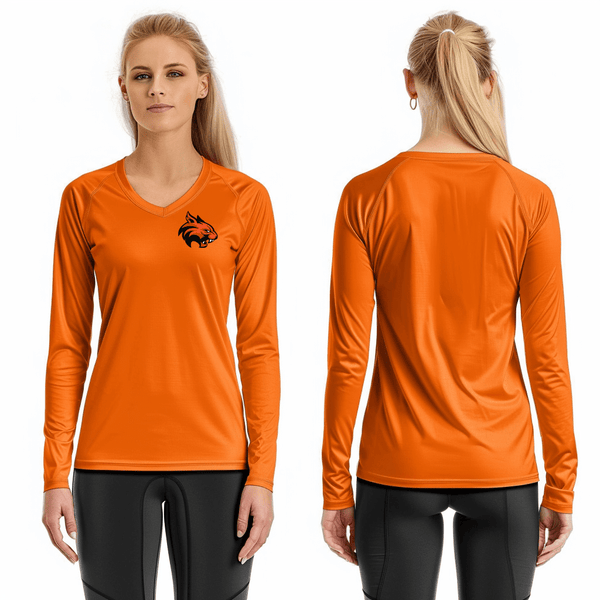 Women's Long Sleeve Vneck Shirt, Greeley Central High School Volleyball, Women's Volleyball, Teamtime, Team time, sublimation, custom sports apparel, team uniforms, spirit wear, spiritwear, sports uniforms, custom shirts, team store, custom team store, fundraiser sports, apparel fundraiser