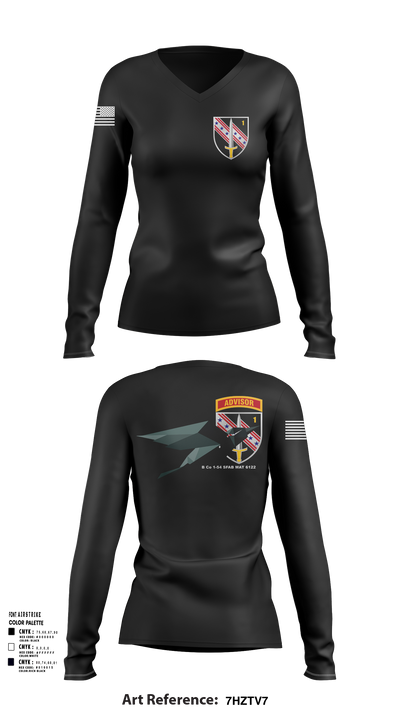 B Co 1-54 SFAB MAT 6122 Women's Long Sleeve V-neck Shirt -1 121
