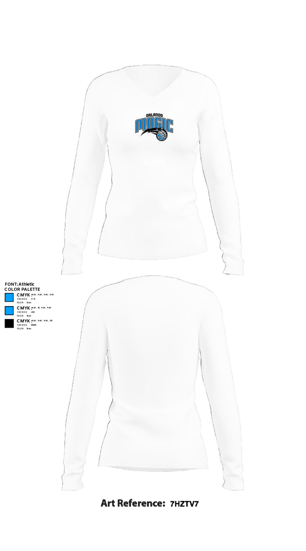 Women's Long Sleeve Vneck Shirt, Magic, Men's Basketball, Teamtime, Team time, sublimation, custom sports apparel, team uniforms, spirit wear, spiritwear, sports uniforms, custom shirts, team store, custom team store, fundraiser sports, apparel fundraiser