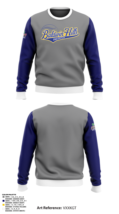 BALDWIN HILLS Softball 1733077 Crew Neck Sweatshirt - 1