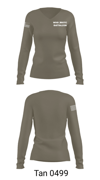 Women's Long Sleeve Vneck Shirt, WHS JROTC BATTALION, Army, Teamtime, Team time, sublimation, custom sports apparel, team uniforms, spirit wear, spiritwear, sports uniforms, custom shirts, team store, custom team store, fundraiser sports, apparel fundraiser