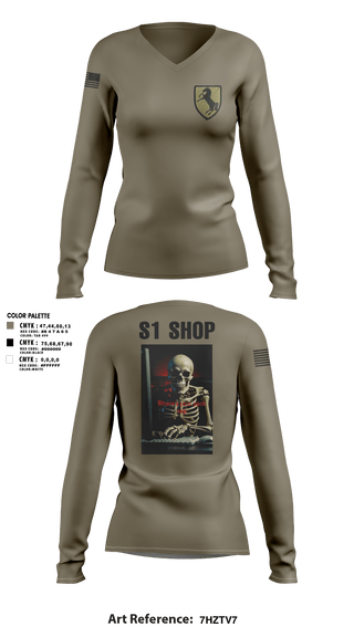 Womens Long Sleeve Vneck Shirt, 1/11 acr, Army, Teamtime, Team time, sublimation, custom sports apparel, team uniforms, spirit wear, spiritwear, sports uniforms, custom shirts, team store, custom team store, fundraiser sports, apparel fundraiser