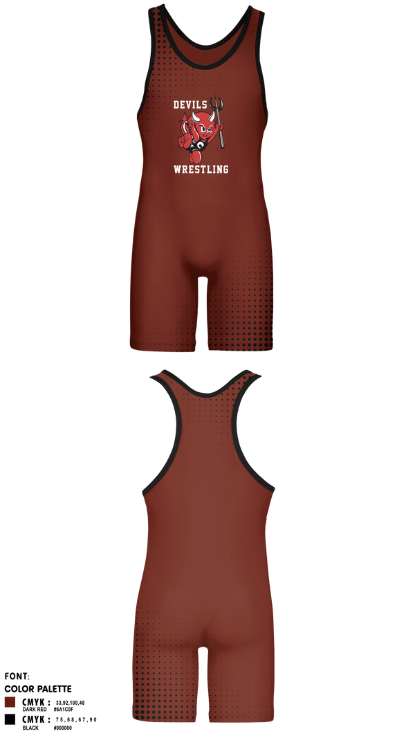 Wrestling Singlet, Devils, Wrestling, Teamtime, Team time, sublimation, custom sports apparel, team uniforms, spirit wear, spiritwear, sports uniforms, custom shirts, team store, custom team store, fundraiser sports, apparel fundraiser