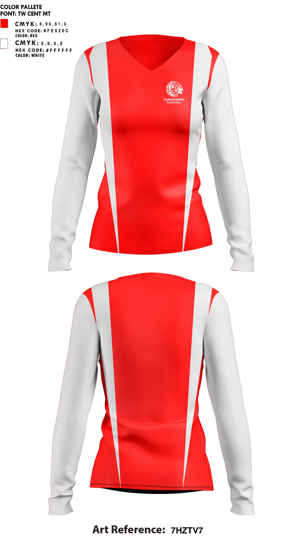 Womens Long Sleeve Vneck Shirt, Parkersburg High School Basketball, Women's Basketball, Teamtime, Team time, sublimation, custom sports apparel, team uniforms, spirit wear, spiritwear, sports uniforms, custom shirts, team store, custom team store, fundraiser sports, apparel fundraiser