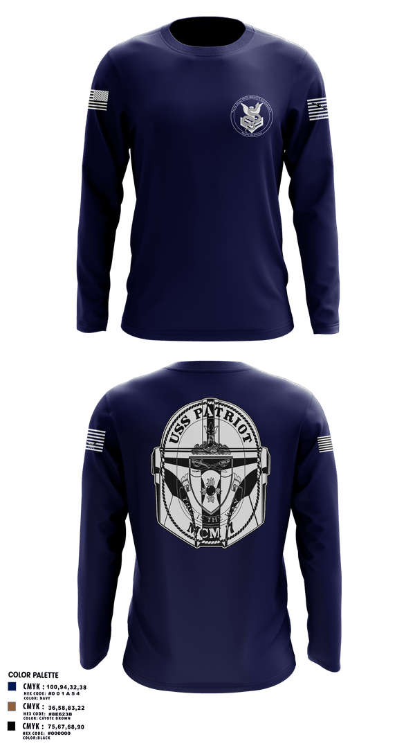 Long Sleeve Performance Shirt, USS Patriot, Navy, Teamtime, Team time, sublimation, custom sports apparel, team uniforms, spirit wear, spiritwear, sports uniforms, custom shirts, team store, custom team store, fundraiser sports, apparel fundraiser