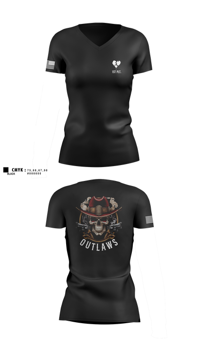 Outlaw Platoon 57260663 Women's Short Sleeve V-neck Shirt - 1