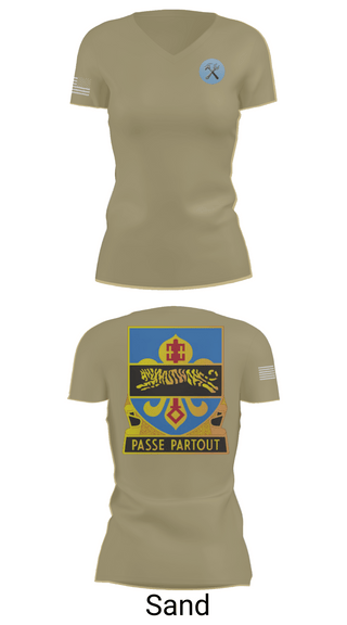 Womens Short Sleeve Vneck Shirt, HHD, 415th Military Intelligence Battalion, National Guard, Teamtime, Team time, sublimation, custom sports apparel, team uniforms, spirit wear, spiritwear, sports uniforms, custom shirts, team store, custom team store, fundraiser sports, apparel fundraiser