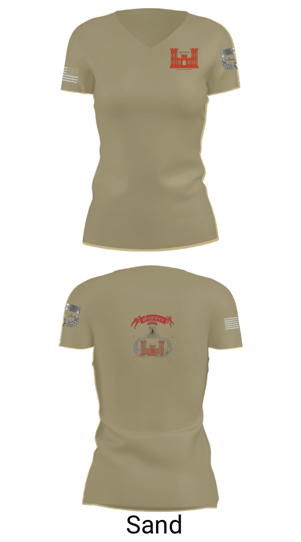 Women's Short Sleeve Vneck Shirt, 1138th SAPPER Company, Army, Teamtime, Team time, sublimation, custom sports apparel, team uniforms, spirit wear, spiritwear, sports uniforms, custom shirts, team store, custom team store, fundraiser sports, apparel fundraiser