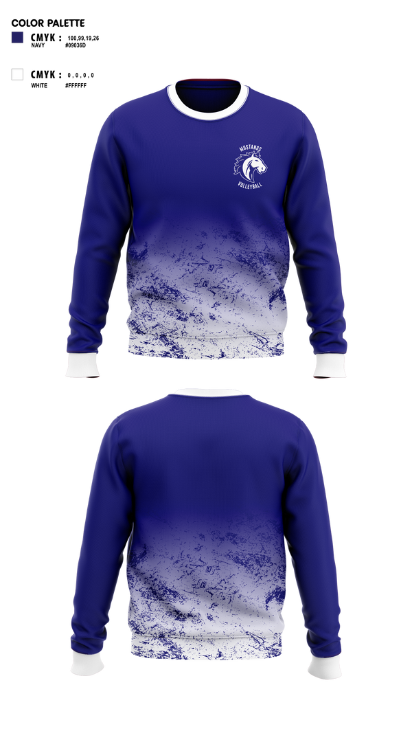 Crew Neck Sweatshirt, Mustangs Volleyball, Men's Volleyball, Teamtime, Team time, sublimation, custom sports apparel, team uniforms, spirit wear, spiritwear, sports uniforms, custom shirts, team store, custom team store, fundraiser sports, apparel fundraiser
