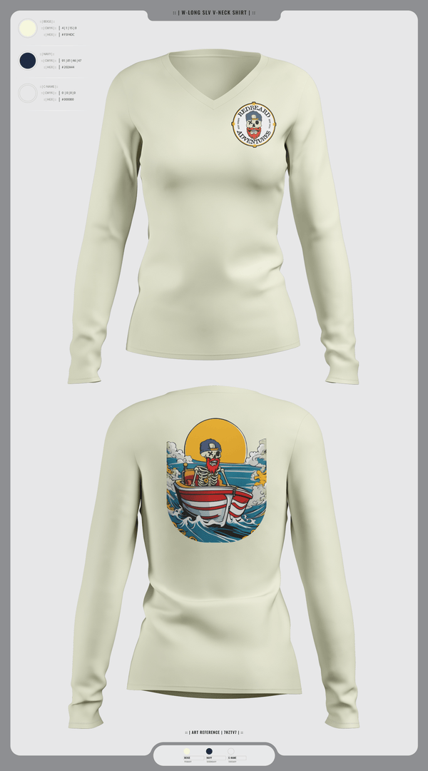 Womens Long Sleeve Vneck Shirt 1, Red beard Adventures, , Teamtime, Team time, sublimation, custom sports apparel, team uniforms, spirit wear, spiritwear, sports uniforms, custom shirts, team store, custom team store, fundraiser sports, apparel fundraiser