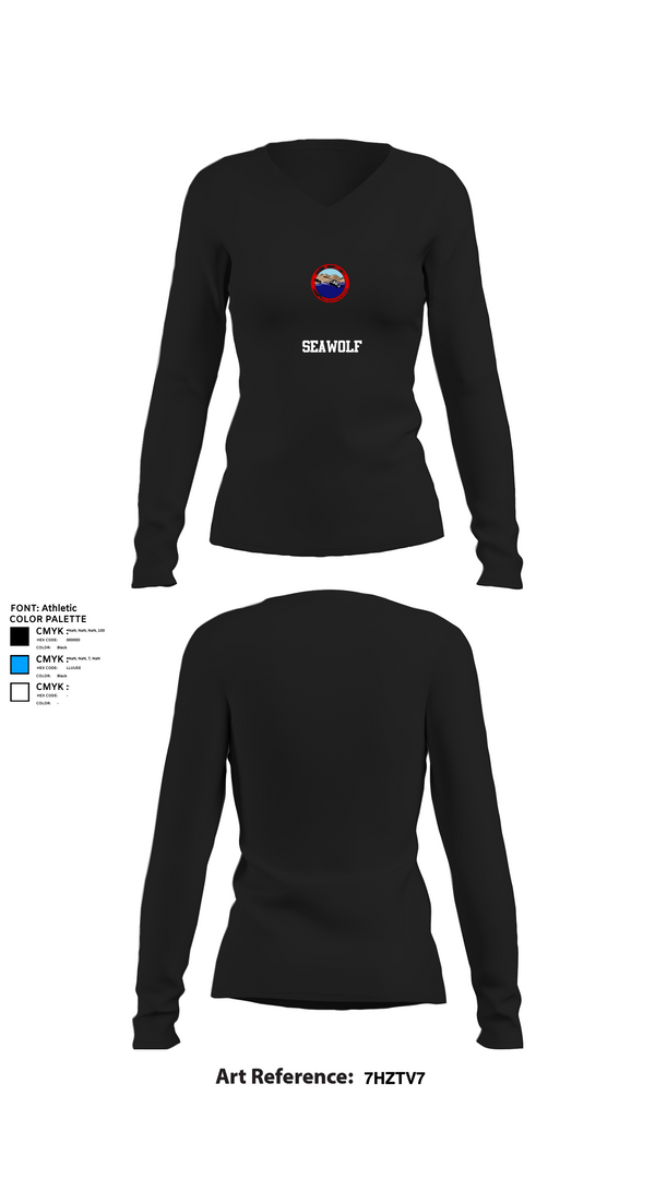 Womens Long Sleeve Vneck Shirt, SEAWOLF, , Teamtime, Team time, sublimation, custom sports apparel, team uniforms, spirit wear, spiritwear, sports uniforms, custom shirts, team store, custom team store, fundraiser sports, apparel fundraiser