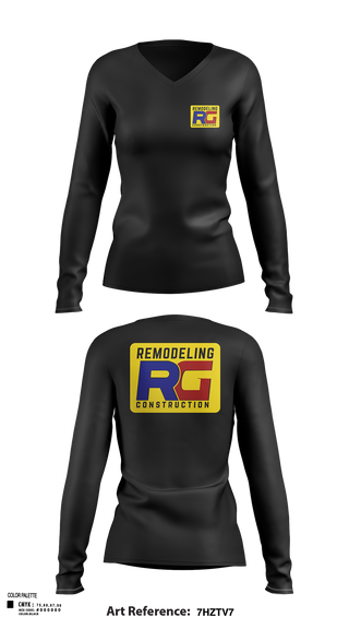 Womens Long Sleeve Vneck Shirt 1, Rg remodeling, , Teamtime, Team time, sublimation, custom sports apparel, team uniforms, spirit wear, spiritwear, sports uniforms, custom shirts, team store, custom team store, fundraiser sports, apparel fundraiser