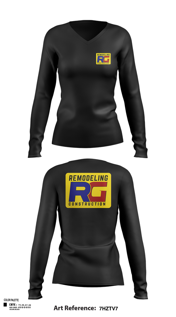Womens Long Sleeve Vneck Shirt 1, Rg remodeling, , Teamtime, Team time, sublimation, custom sports apparel, team uniforms, spirit wear, spiritwear, sports uniforms, custom shirts, team store, custom team store, fundraiser sports, apparel fundraiser