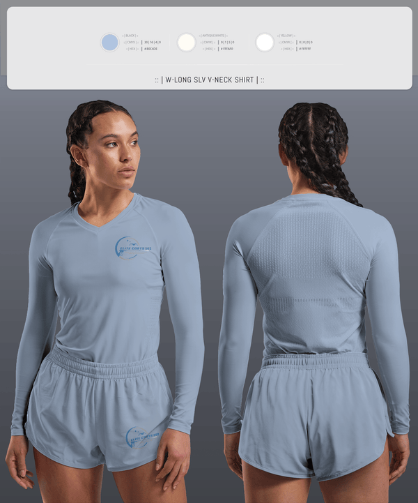 Womens Long Sleeve Vneck Shirt, Elite Coats 502, , Teamtime, Team time, sublimation, custom sports apparel, team uniforms, spirit wear, spiritwear, sports uniforms, custom shirts, team store, custom team store, fundraiser sports, apparel fundraiser