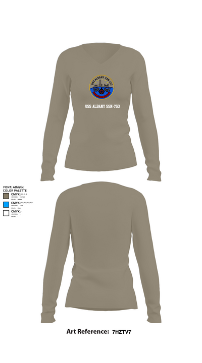USS ALBANY SSN-753 81677877 Women's Long Sleeve V-neck Shirt - 59
