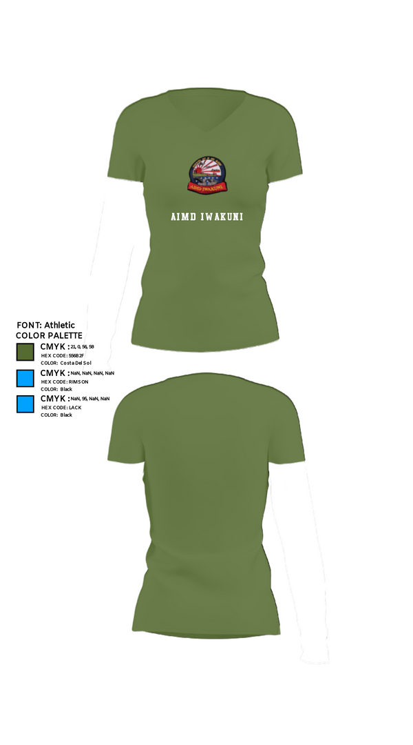 Women's Short Sleeve Vneck Shirt, AIMD IWAKUNI, Navy, Teamtime, Team time, sublimation, custom sports apparel, team uniforms, spirit wear, spiritwear, sports uniforms, custom shirts, team store, custom team store, fundraiser sports, apparel fundraiser