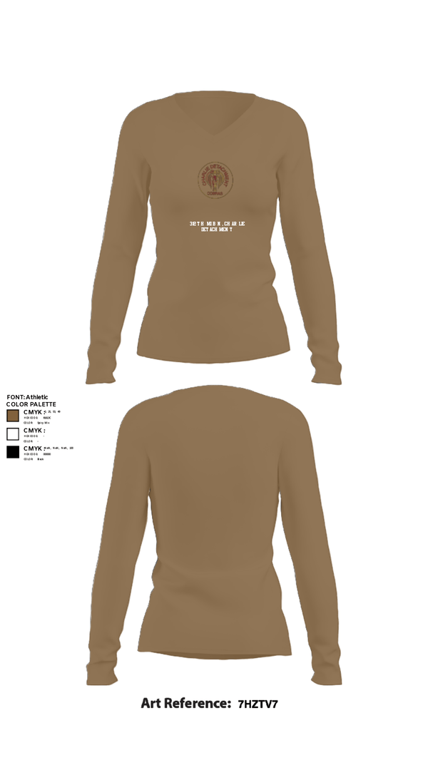 Womens Long Sleeve Vneck Shirt, 312TH MI BN, CHARLIE DETACHMENT, Army, Teamtime, Team time, sublimation, custom sports apparel, team uniforms, spirit wear, spiritwear, sports uniforms, custom shirts, team store, custom team store, fundraiser sports, apparel fundraiser