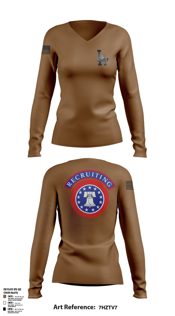 Womens Long Sleeve Vneck Shirt, 10th SFG(A), , Teamtime, Team time, sublimation, custom sports apparel, team uniforms, spirit wear, spiritwear, sports uniforms, custom shirts, team store, custom team store, fundraiser sports, apparel fundraiser