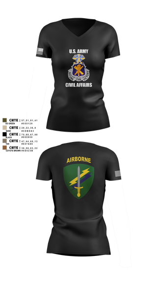 Womens Short Sleeve Vneck Shirt, Civil Affairs Schoolhouse, , Teamtime, Team time, sublimation, custom sports apparel, team uniforms, spirit wear, spiritwear, sports uniforms, custom shirts, team store, custom team store, fundraiser sports, apparel fundraiser
