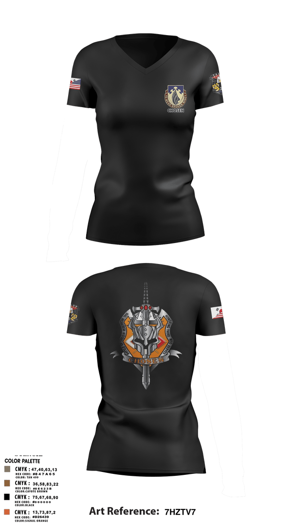 Women's Short Sleeve Vneck Shirt, C-Co 602D ASB, Army, Teamtime, Team time, sublimation, custom sports apparel, team uniforms, spirit wear, spiritwear, sports uniforms, custom shirts, team store, custom team store, fundraiser sports, apparel fundraiser