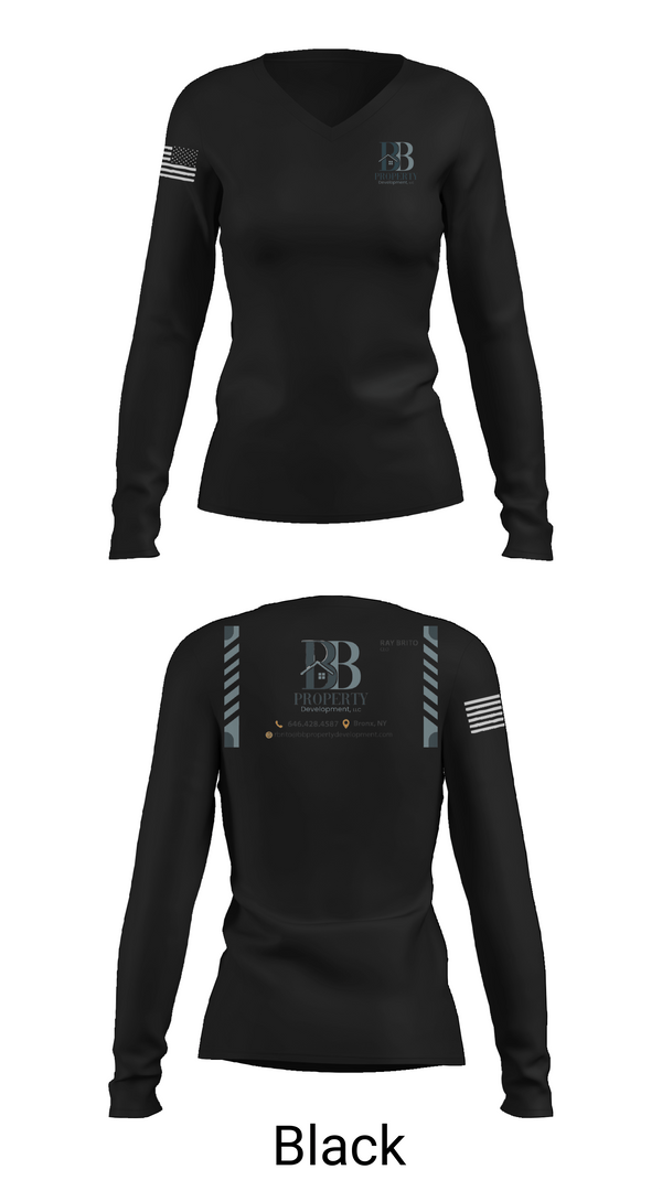Womens Long Sleeve Vneck Shirt, BB PROPERTY DEVELOPMENT, , Teamtime, Team time, sublimation, custom sports apparel, team uniforms, spirit wear, spiritwear, sports uniforms, custom shirts, team store, custom team store, fundraiser sports, apparel fundraiser