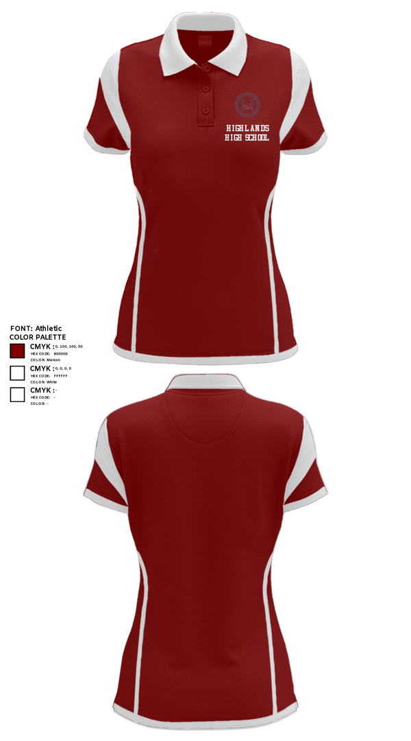 Women's Short Sleeve Performance Polo, Highlands High School, Spirit Store, Teamtime, Team time, sublimation, custom sports apparel, team uniforms, spirit wear, spiritwear, sports uniforms, custom shirts, team store, custom team store, fundraiser sports, apparel fundraiser