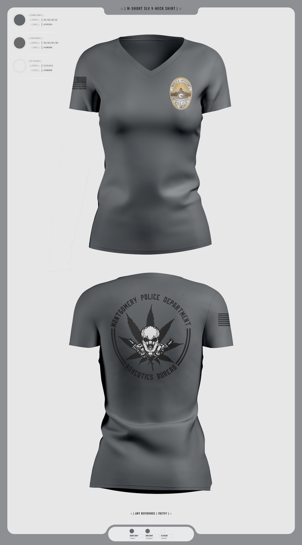 Womens Short Sleeve Vneck Shirt, NARCOTICS BUREAU, Police, Teamtime, Team time, sublimation, custom sports apparel, team uniforms, spirit wear, spiritwear, sports uniforms, custom shirts, team store, custom team store, fundraiser sports, apparel fundraiser