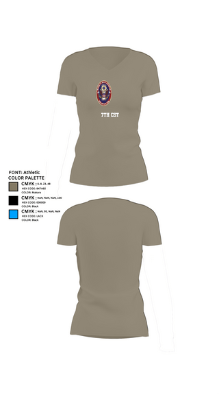 Womens Short Sleeve Vneck Shirt, 7th CST, Army, Teamtime, Team time, sublimation, custom sports apparel, team uniforms, spirit wear, spiritwear, sports uniforms, custom shirts, team store, custom team store, fundraiser sports, apparel fundraiser