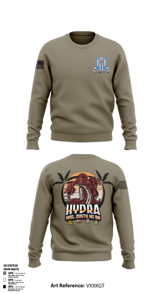 Crew Neck Sweatshirt, HHD 205th MI BN, Army, Teamtime, Team time, sublimation, custom sports apparel, team uniforms, spirit wear, spiritwear, sports uniforms, custom shirts, team store, custom team store, fundraiser sports, apparel fundraiser