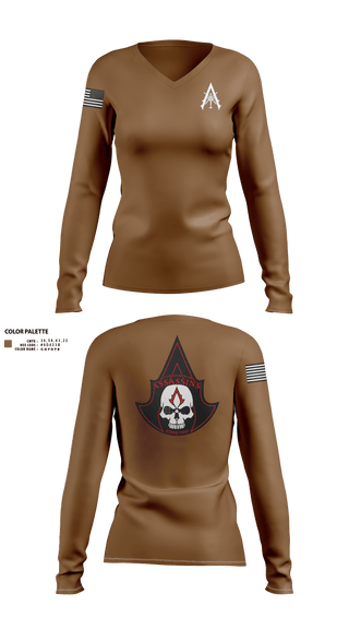 Womens Long Sleeve Vneck Shirt, A Co. 1-3 AB, Army, Teamtime, Team time, sublimation, custom sports apparel, team uniforms, spirit wear, spiritwear, sports uniforms, custom shirts, team store, custom team store, fundraiser sports, apparel fundraiser