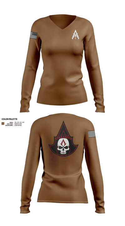 A Co. 1-3 AB 9856173 Women's Long Sleeve V-neck Shirt - 121